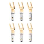 6 PCS Gold Plated 4mm Banana U Fork Y Spade Plug Speaker Wire Connector Screw Type Solder Speaker Spade Connectors Speaker Cable Spade