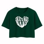 TOPLOT Text Printed Round Neck Crop Top for Women (Baby-Crop-Top-5200-Olive-S)