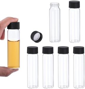 PATIKIL 40.7ml Clear Glass Vials, 6 Pack Sample Vials with Screw Cap Reagent Media Bottle Leak-Proof Liquid Sample Glass Vial for Lab Laboratory