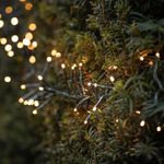 Lights4fun Solar Powered 7m Warm White LED Outdoor Cluster String Fairy Lights on Green Cable