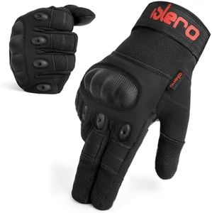 Islero Leather ALL Weather Windproof Waterproof Motorbike Motorcycle Gloves Carbon Fiber Knuckle Racing Riding Hipora Smart Phone Capacitive Touch Compatible (Black, XXL)