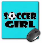 3D Rose Soccer Girl Black and Aqua Blue Matte Finish Mouse Pad - 8 x 8 - mp_181850_1