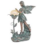 TERESA'S Collections Garden Fairy, Large Bronze Garden Sculptures & Statues with Solar Outdoor Light, Yard Art Lawn Ornaments for Outdoor Decor, Ideal Housewarming Gifts for Mom Mother Day 10.6"