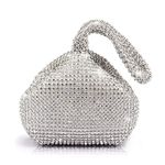 ele ELEOPTION Mini Size Women Silver Evening Bag Women's Clutch Purse Bag Triangle Full Rhinestones for Party Cocktail Wedding