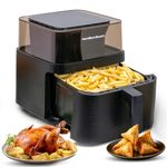 Hamilton Beach Digital Air Fryer, 1700W Power, 7.2L Capacity, Air fryer for Home, 360° View to Monitor Cooking, Digital Display with 12 Preset Menus, Dehydrate, Keep Warm, Touch Controls, Black