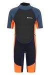 Mountain Warehouse Junior Kids Shorty Wetsuit - 2.5mm Thickness, Neoprene Kids Wetsuit, Flat Seams Childrens Wetsuit, Adjustable Neck Swimming Suit - For Spring, Summer Bright Orange 9-10 Years