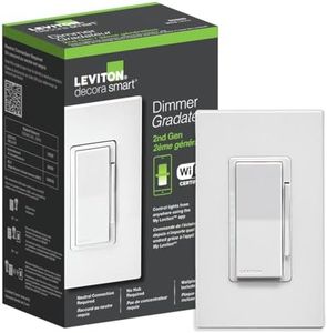 Leviton Decora Smart Dimmer Switch, Wi-Fi 2nd Gen, Neutral Wire Required, Works with Matter, My Leviton, Alexa, Google Assistant, Apple Home/Siri & Wired or Wire-Free 3-Way, D26HD-1RW, White