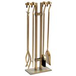 Pilgrim Home and Hearth 18086 Sinclair Fireplace Tool Set, Burnished Brass, Metal, 20 Pounds