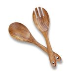 AOOSY Salad Tongs, Salad Servers, Salad Tongs for Serving, 10.2 inches Acacia Wood Serving Utensils Set Salad Mixing Dinner Fork and Spoon Long Handle Salad Server Set Kitchen Cooking Utensil