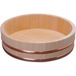 TIKUSAN Wooden Hangiri Sushi Oke Rice Mixing Tub Copper Band Made in Japan Made of Sawara Cypress (27cm)