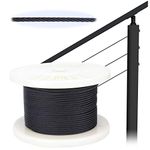 MUZATA 300ft 1/8" Black T316 Stainless Steel Cable Wire Rope for Indoor Outdoor Cable Railing Stair Deck Fencing 7x7 Strand DIY Balustrade Hanging WR19 WP1