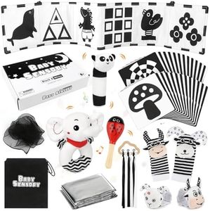 Dreamon 32 PCS Black and White Sensory Toys for Babies,Montessori Toys for Babies,High Contrast Baby Toys for Toddlers Kids Early Learning Newborn Brain Development Toys Baby Gifts