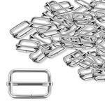 ERKOON 30 Pieces Slide Buckle 1 inch Metal Triglide Slides Rectangle Adjustable Webbing Slider for Fasteners, Strap, Backpack DIY Accessories Silver