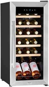 Baridi 18 Bottle Wine Cooler Fridge with Digital Touch Screen Controls & LED Light, Stainless Steel - DH29