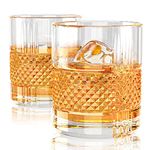 veecom Whiskey Glasses, Crystal Whiskey Glass 10oz, Set of 2 Old Fashioned Rocks Glasses, Bourbon Glass for Cocktail, Scotch, Liquor, Whiskey Gift for Men