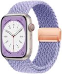 OMECKY Magnetic Braided Solo Loop Band Compatible with Apple Watch Series 9 8 7 6 5 4 3 38mm 40mm 41mm for Women Men, Stretchy Nylon Elastic Sport Strap for iWatch SE, B-Lavender