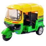 PLUSPOINT Auto Rickshaw Toy,with Pull Back Action City Traffic Vehicles Public Transport Toy with Light and Sound for Aged 3 4 5 6 Boys and Girls,Kids Party Favors Gifts (Green)