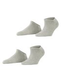 ESPRIT Women's Uni 2-Pack W SN Cotton Low-Cut Plain 2 Pairs Trainer Socks, Grey (Grey/Red 3821), 5.5-8