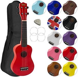 Mad About SU8 Soprano Ukulele in Red with FREE Gig Bag, Pick, and Spare Strings – Great for Schools and Beginners, Now With Carbon Black Strings for Improved Tuning