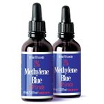 2 Pack Pharmaceutical Grade Methylene Blue 1% (60 mL), Third-Party Tested USP-Grade Methylene Blue for Humans, Formaldehyde and Alcohol Free Methylene Blue Pharmaceutical Grade in Amber Dropper Bottle