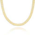 KissYan Gold Necklaces for Women, 14K Gold Plated Dainty Chain Choker Chunky Figaro Snake Mariner Cuban Link Chains for Men, Adjustable Trendy Necklaces Handmade Fashion Jewelry Gifts(snake-gold)