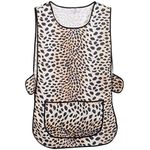 Womens Check Tabard Home Work Kitchen Cleaning Chef Catering Cleaners Ladies Checkered Workwear Poly Cotton Overall Tabbard Apron Size(Check Leopard Print,OS)