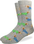 Good Luck Sock Men's Dachshund Wiener Dog Socks, Gray, Big & Tall