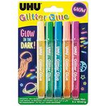 UHU 5 x 10ml Glow In The Dark Glow In The Dark Glow In The Dark Gold Glitter