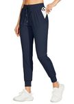 Willit Women's Joggers Pants Lightweight Athletic Sweatpants with Pockets Running Workout Casual Tapered Pants Navy Blue XL