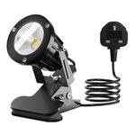 TobeBright Plug in Spotlight Clip On IP65 Water Resistant Plant Spot Light for Outdoor and Indoor Plant Uplight LED Clamp Spot Lights Main Powered 7W Warm White 3000K