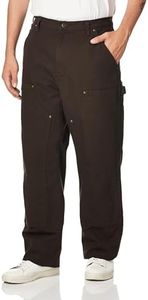 CARHARTT Men's Double Front Dungaree Washed Duck B136 work utility pants, Dark Brown, 33W x 32L US