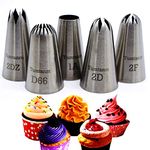 Large Piping Tips Cake Decorating Tools, 5 Pack Cake Piping Nozzles Tips Kit - DIY Icing Nozzle Tool for Cupcakes, Birthday Cakes