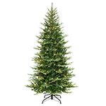 6.5 ft Pre-lit Slim Balsam Fir Tree, 2561 PE/PVC Tips, 350 UL Clear Incandescent Lights