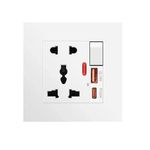 ELECTRO WOLF PD20W Wall Socket Type C & QC18W 3.6A USB Wall Socket Wall Charger with Universal socket with switch control USB Charger for Home and Office (White)