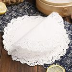 5in/14cm White Lace Round Paper Doilies,Disposable Greaseproof Doilies,Cake Packaging Pads Wedding Tableware Placemats（100 Pieces）