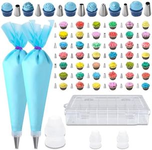 55PCS Piping Bags Nozzles Set Reusable Pastry Bags and Frosting Nozzles Cakes Decorating Kit for Cookie Icing, 2 Icing Bags, 49 Icing Nozzles, 3 Couplers, 1 Storage Box