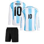 Messi 10 Home Boys Argent Football Jersey Set with Shorts (Kid's, Boy's & Men's) (3_4 Years, Blue)