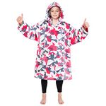 CityComfort Girls Oversized Blanket Hoodie Kids Fleece Fluffy Hoodies (Pink Camo)