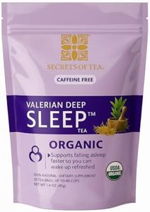 Secrets Of Tea Valerian Sleep Tea - Natural USDA Organic Caffeine-Free Tea- Herbal Tea for Sleep and Relaxation with Lavender, Chamomile and Lemon Balm - 20 Count(1 Pack)