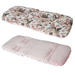 Cotton & Bubble Fleece Pram Insert, Liner Covers 5pt Universal Reversible (Vintage Roses/Pink)