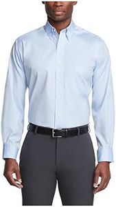Van Heusen Men's Dress Shirt Regular Fit Non Iron Solid, Danish Blue, 18.5"-19" Neck 36"-37" Sleeve