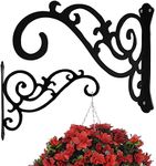 GSY 2 Pcs Hanging Plant Bracket 12-Inch,Wall Hook Hanging Plant Brackets,Black Iron Plants Indoor/Outdoor Planter Hangers Hooks,for Hanging Lanterns,Bird Feeders,Wind Chimes,Planters