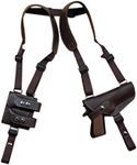 Barsony Horizontal Brown Leather Shoulder Holster w/Dbl Magazine Pouch for Ruger SR1911 Right