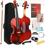 Kmise Teacher Approved 4/4 Full Size Violin Starter Kit for Adults Beginners Students, High Density Ebony Acoustic Violins, Fiddle Bundle with Case, Bow, Rosin, Strings, Shoulder Rest & Guide