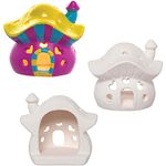 Baker Ross FC700 Fairy House Ceramic Tealight Holders - Pack of 3, Painting Craft Kit for Kids, Kids Ceramic Decoration Kit