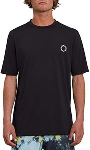 Volcom Men's Standard UPF 50+ Short Sleeve Loose Fit Rashguard, Black, Small