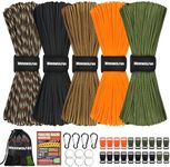 WEREWOLVES 550 Paracord Kits 100ft Each Color - 5 Colors Parachute Cord Combo 7 Strand Type III Parachute Cord 4mm for Crafting, Dog Collar, Survival Bracelets (Dark Camo, 100FT Each Color)