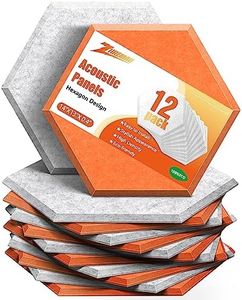 ZHERMAO 12 Pack Hexagon Acoustic Panels Beveled Edge Sound Proof Foam Panels, 14"X13"X 0.4" High Density Sound Proofing Padding for Wall, Acoustic Treatment for Studio, Home and Office (Grey Orange)