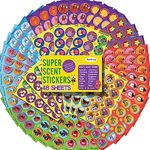 HORIECHALY Scratch and Sniff Stickers, 48 Sheets with 16 Scents, Smelly Stickers for Kids & Teachers, Variety Packs Super Scented Reward Stickers, Birthday Christmas Gift, Party Favors.