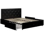 DHP Dakota Tufted Upholstered Storage Bed, Queen, Black Faux Leather